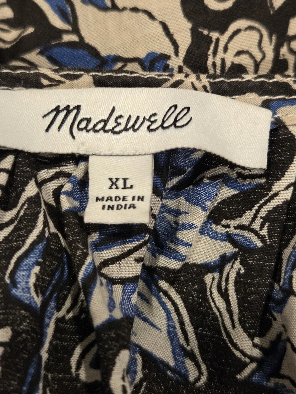 Madewell Floral Puff-Sleeve Peasant Top in Brown and Blue,Suze XL - Picture 15 of 16